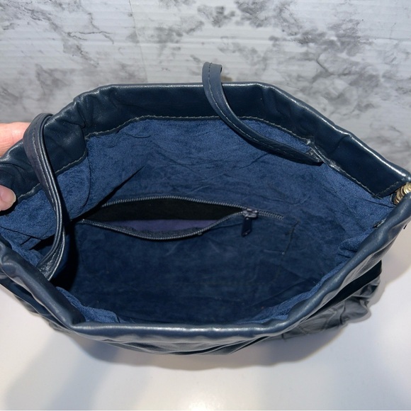 Vintage Convertible Joanna Fashion Purse Navy Leather Clutch‎ w/Snakeskin… - Picture 6 of 10